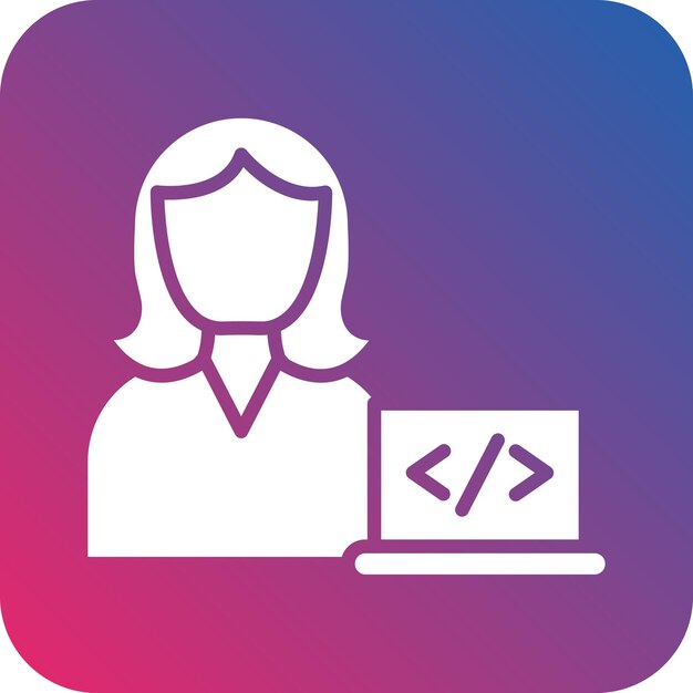 터 디자인 코더 여성 아이콘 스타일