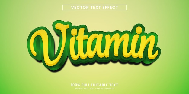 Vettore disegno vettoriale effetto di testo modificabile stile di testo vitaminico