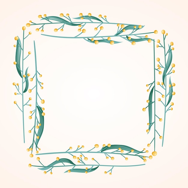 Vector design element frame van twijgen of stengels van een veldplant met gele bloemknoppen