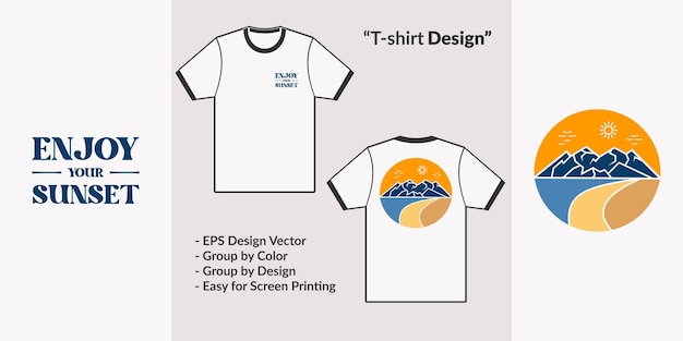 Vector design enjoying the sunset on the beautiful beach for t shirt hoodie merchandise