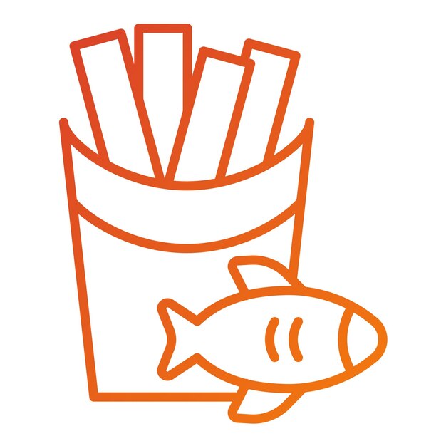 Vector vector design fish and chips icon style