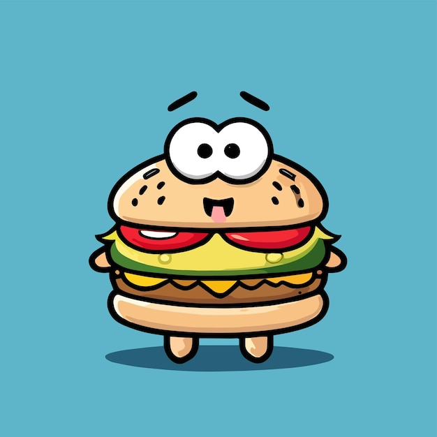 Vector vector design in flat style a cute mascot for a burger food