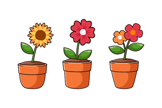 Vector vector design of flowers in a pot