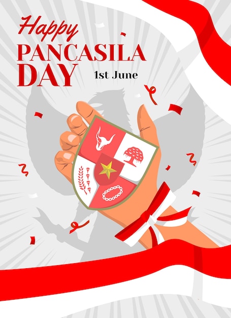 Vector design of hand holding the Indonesian Pancasila Union