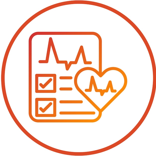 Vettore stile di icona del rapporto ecg del cuore a progettazione vettoriale