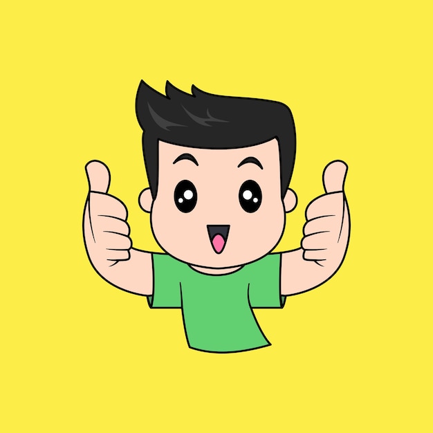 Vector design illustration of boy giving thumbs up