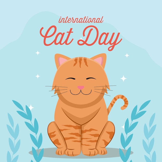 ベクトルデザインのイラスト国際猫の日 フラットスタイル