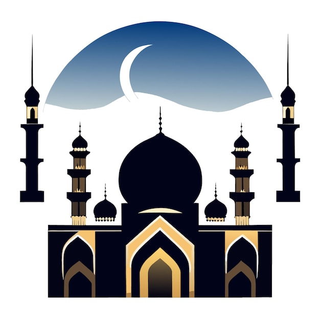 Vector vector design of islamic mosque silhouette