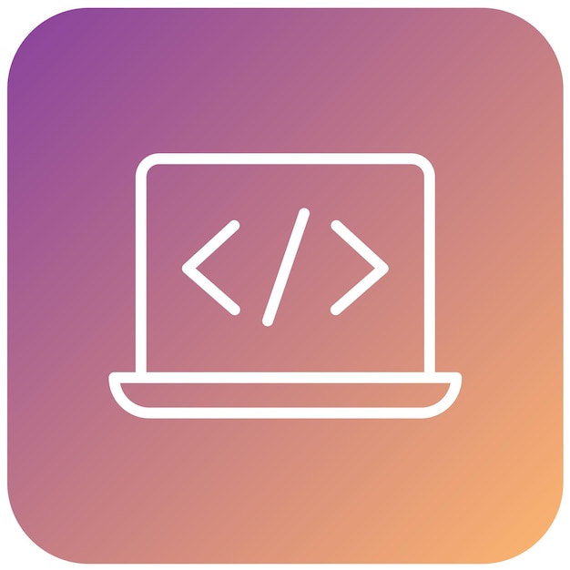 Vector Design Laptop Codering Icon Stijl
