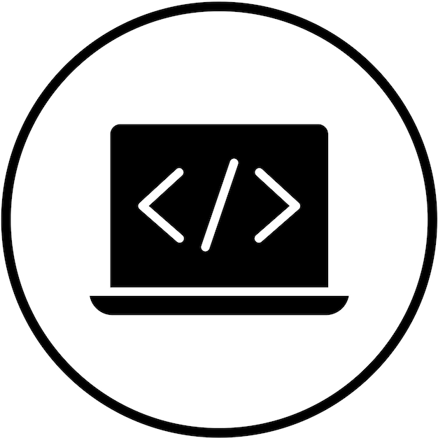vector design laptop coding icon style
