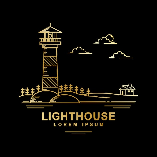 Vector design of lighthouse golden color