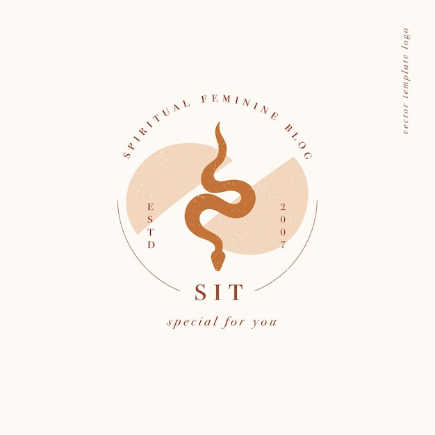 Vector design linear template logo or emblem - mystery boho style. Abstract symbol for spiritual feminine blog.