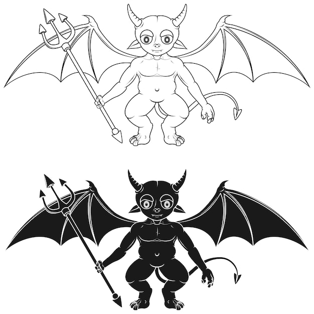 Vector design of little devils with tridents