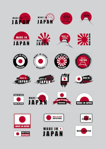 Made in Japan label. for logo design, seal, tag, badge, sticker, emblem,  symbol, pin, product package, etc. minimalist vector icon Stock Vector