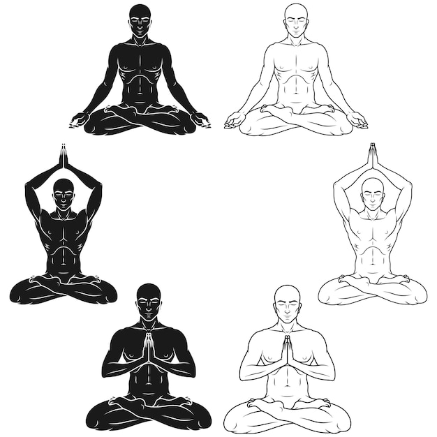 Vector design of man doing yoga