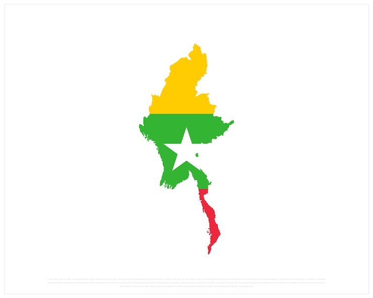 Vector vector design of map of myanmar on a white background myanmar day design
