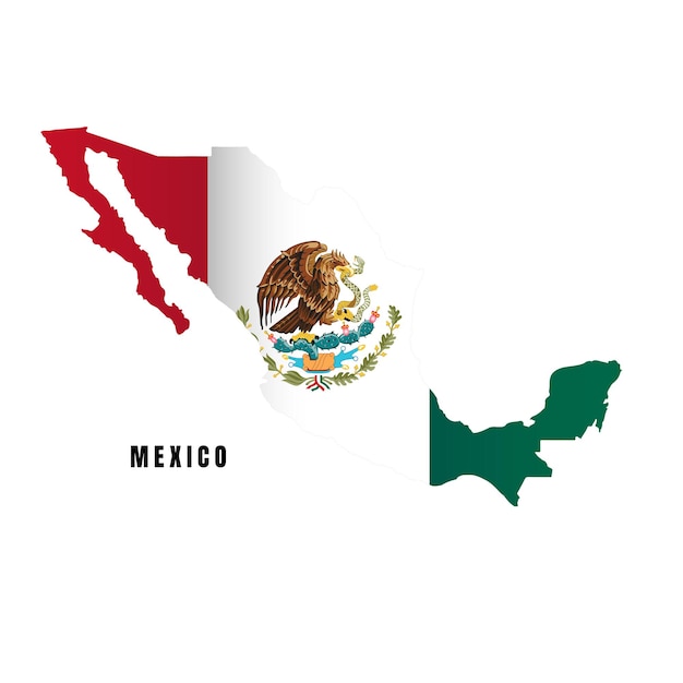 Vector design mexico mapa con bandera