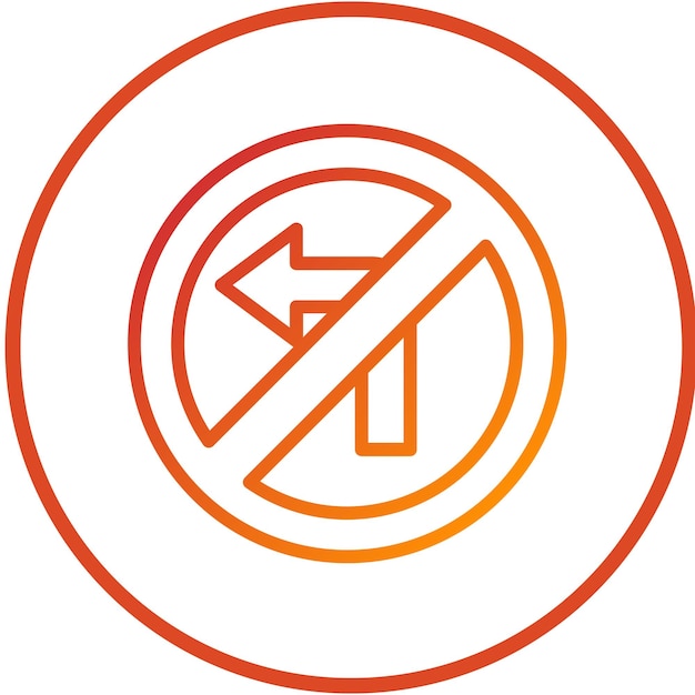 Vector Design No Left Turn Icon Style