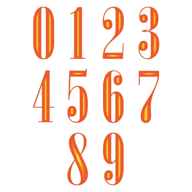 Vector vector design of numbers set from 0 to 9 isolated white background