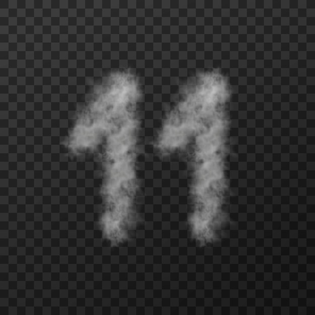 Вектор Векторный дизайн дымовой текстуры номер одиннадцать изолирован на прозрачном фоне