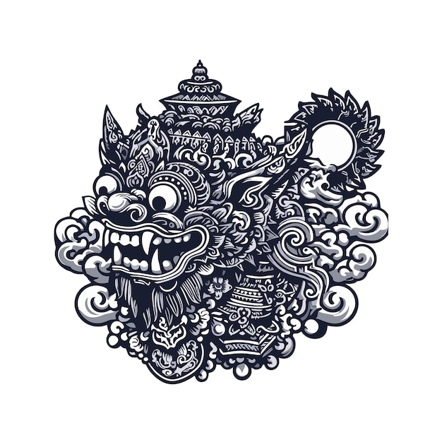 Vector vector design of ogohogoh box with balinese carvings