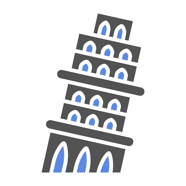 Vettore disegno vettoriale pisa tower icon style