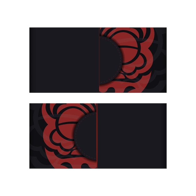 vector design postcard black colors with a face of chinese dragon ornament.