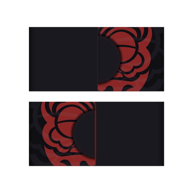 Vector design postcard BLACK colors with a face of Chinese dragon ornament.