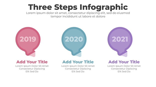 Vector design presentation template with 3 steps