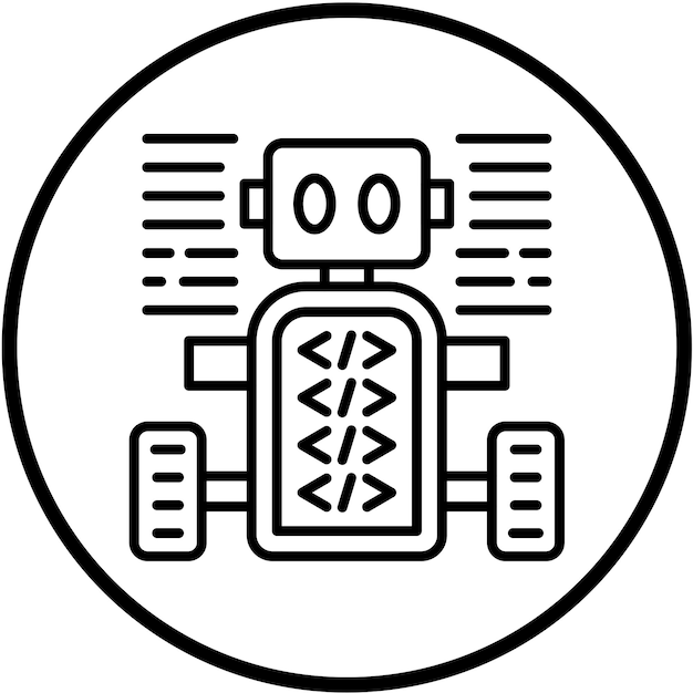 Векторный дизайн программированного стиля иконы робота