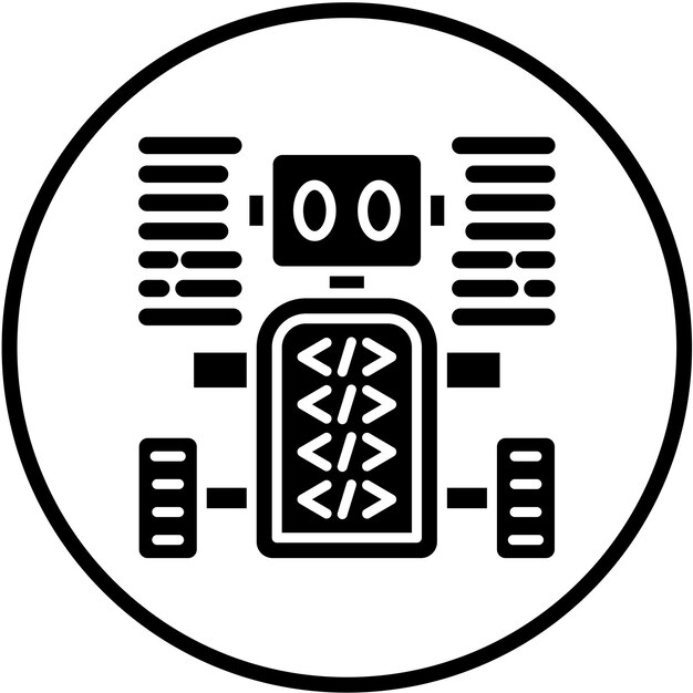 Векторный дизайн программированного стиля иконы робота