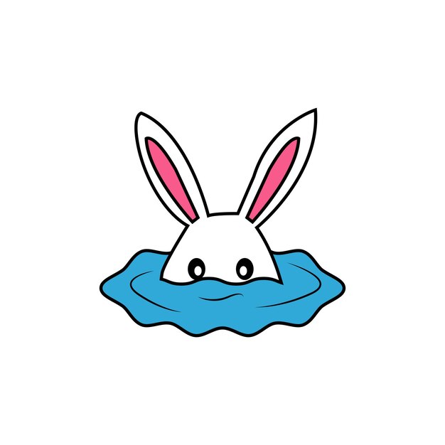 Vector vector design of rabbit head appearing in water