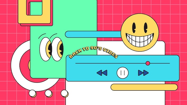 Vector design retro 90's party landing page sjabloon
