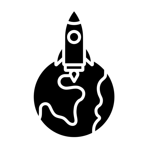 Vettore disegno vettoriale rocket earth icon style