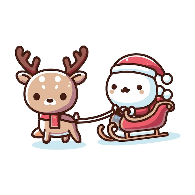 vector design of santa carrying a reindeer carriage with gifts