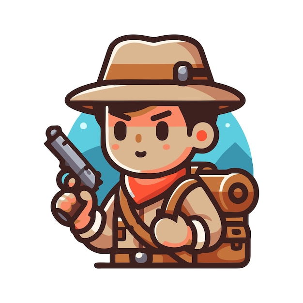 vector design of a sheriff holding a gun in his hand
