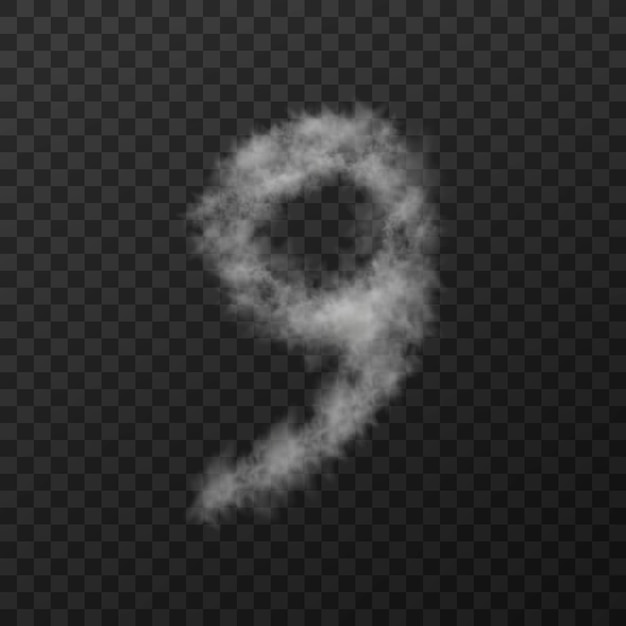 vector design of smoke textured number means nine isolated on transparent background