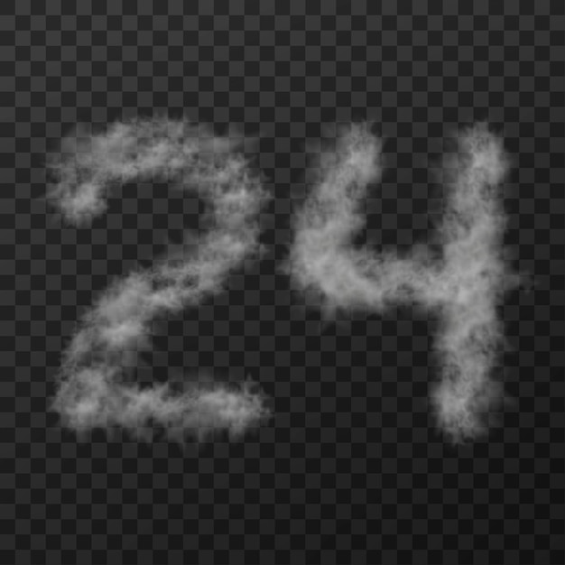 vector design of smoke textured number means twenty four isolated on transparent background