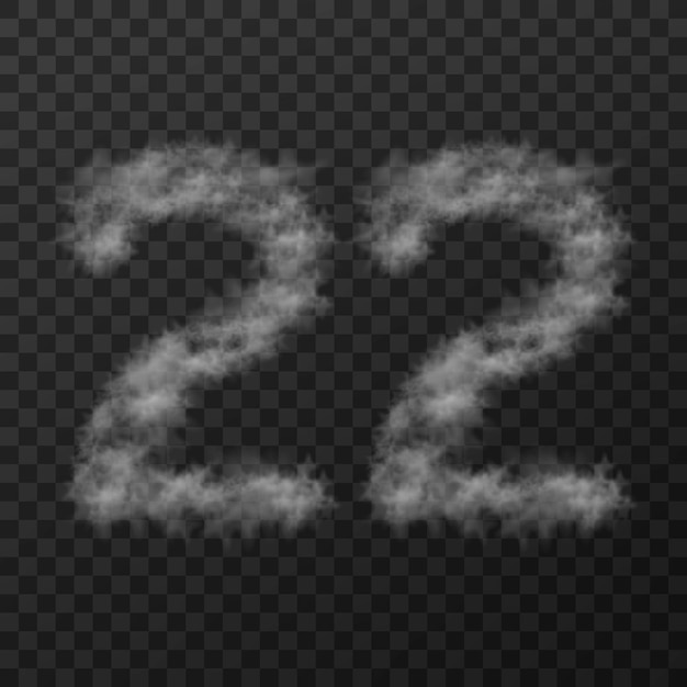 vector design of smoke textured number means twenty two isolated on transparent background