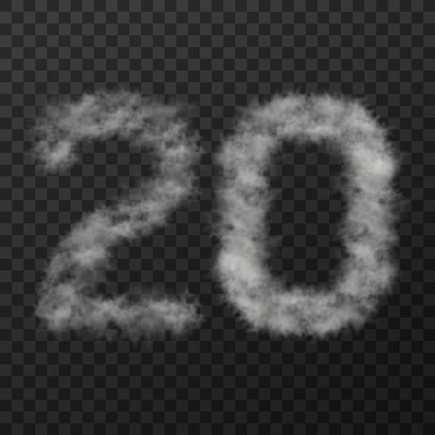 Vector design of smoke textured number twenty isolated on transparent background