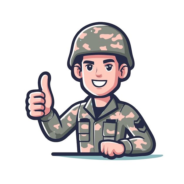 vector design of a soldier with a friendly smile giving a thumbs up