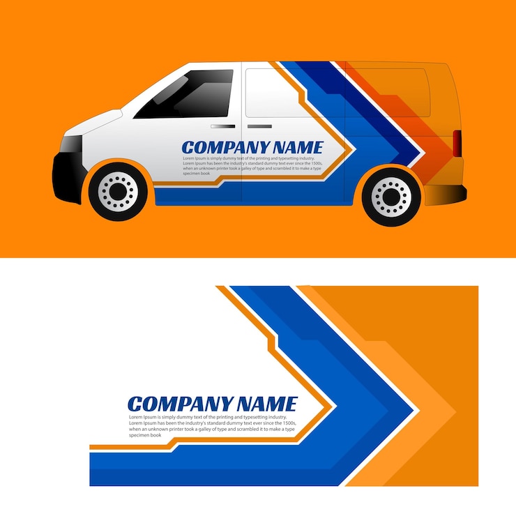 वेक्टर vector design for stickers wrapping the background of the cargo van delivery car body
