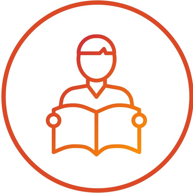 ベクトルデザイン 学生の読書アイコンスタイル