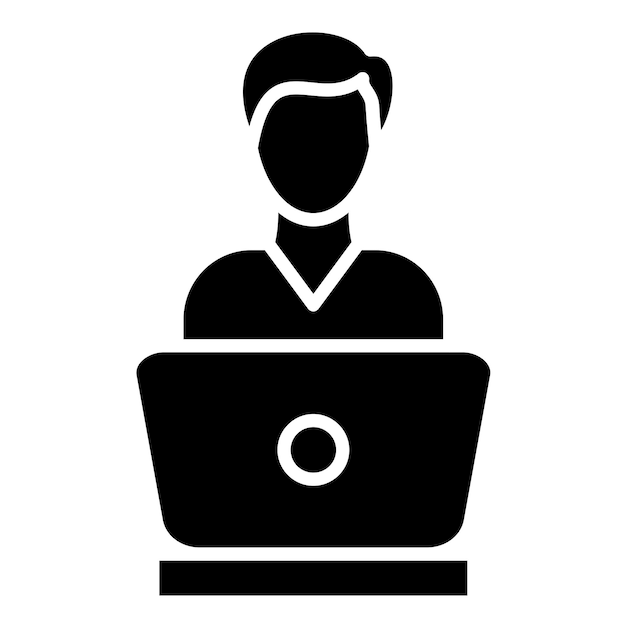 Vector Design Studying Laptop Icon Style