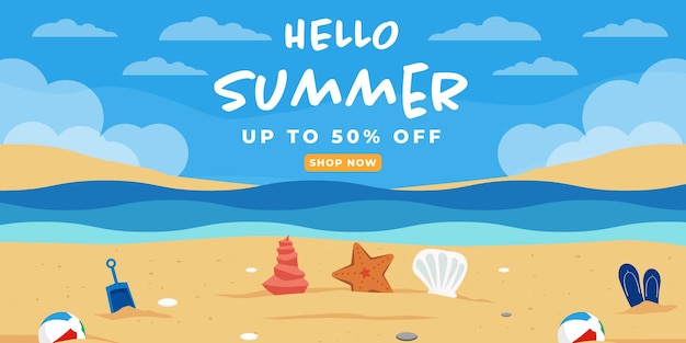 Vector design summer sale a horizontal banner in flat design