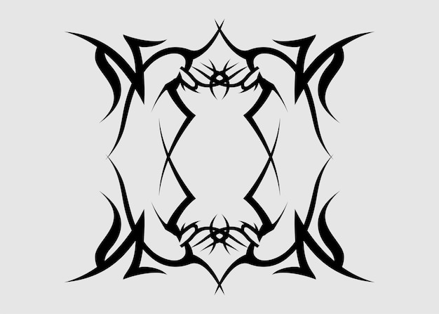 vector design symmetrical sharp black tribal tattoo motif