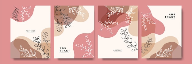 Vector design templates in simple modern style with copy space for text flowers and leaves wedding invitation backgrounds and frames social media stories wallpapers