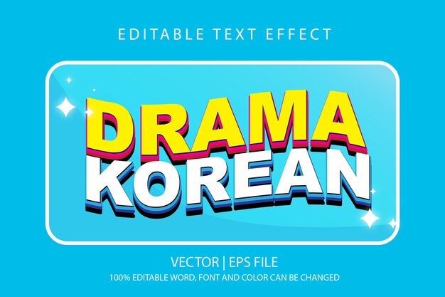 Vettore effetto di testo di progettazione vettoriale effetto di tipografia coreana modificabile