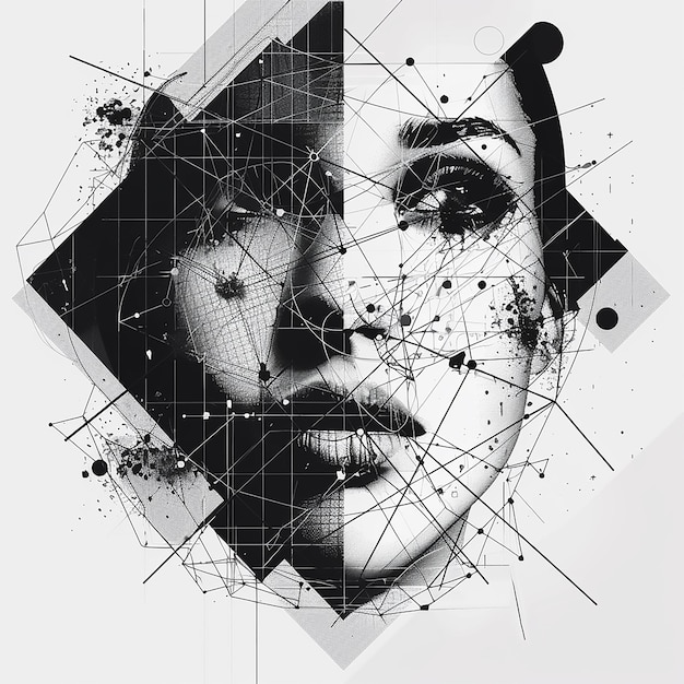 Vector design using sacred geometry to create a womans face