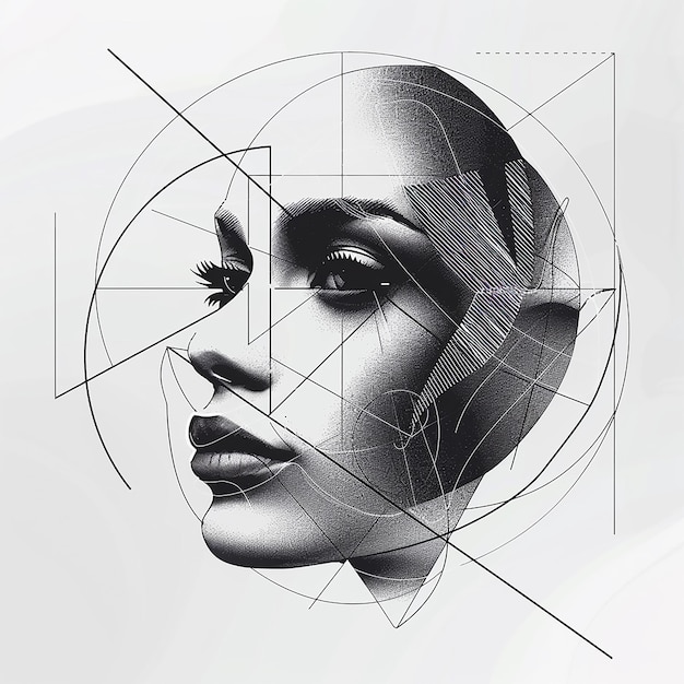 Вектор Векторный дизайн с использованием священной геометрии для создания женского лица